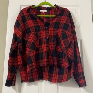 Cropped red flannel top